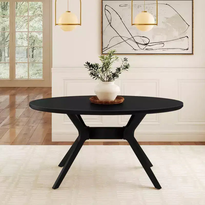 Tavolo da Pranzo Ovale da 62" per 4, Tavolo da Cucina in Legno Massello per Sala da Pranzo