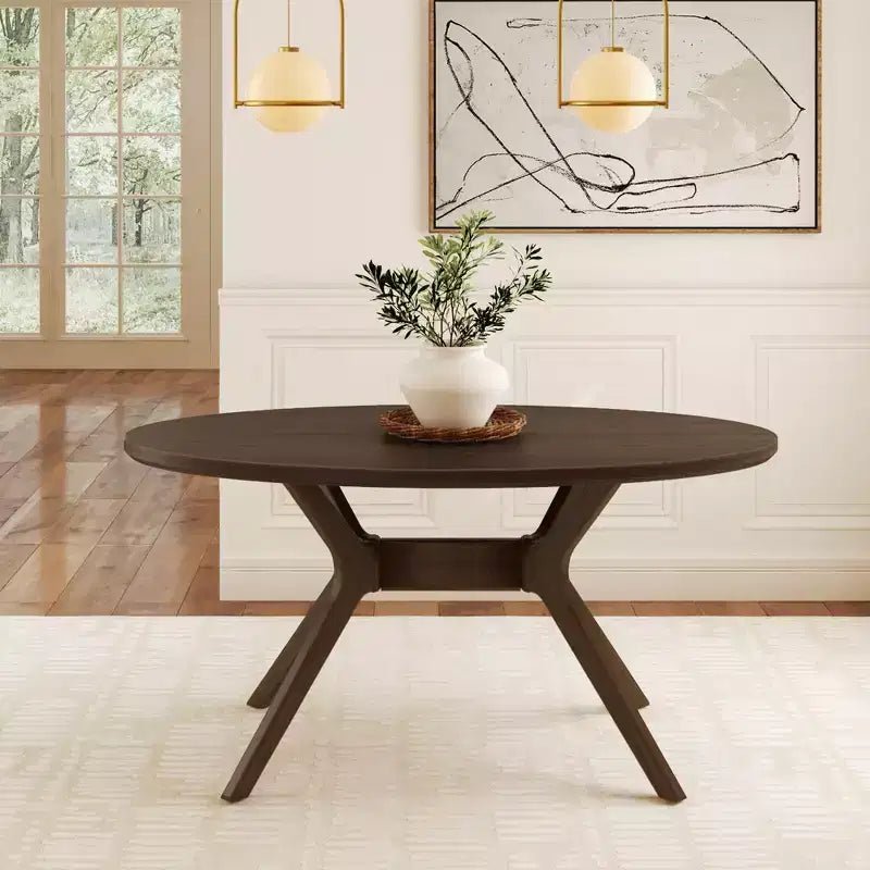 Tavolo da Pranzo Ovale da 62" per 4, Tavolo da Cucina in Legno Massello per Sala da Pranzo