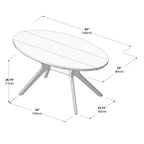 Tavolo da Pranzo Ovale da 62" per 4, Tavolo da Cucina in Legno Massello per Sala da Pranzo