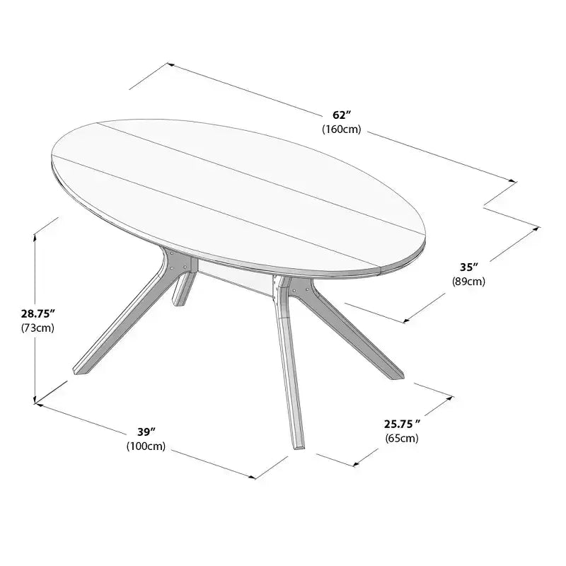Tavolo da Pranzo Ovale da 62" per 4, Tavolo da Cucina in Legno Massello per Sala da Pranzo
