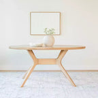 Tavolo da Pranzo Ovale da 62" per 4, Tavolo da Cucina in Legno Massello per Sala da Pranzo
