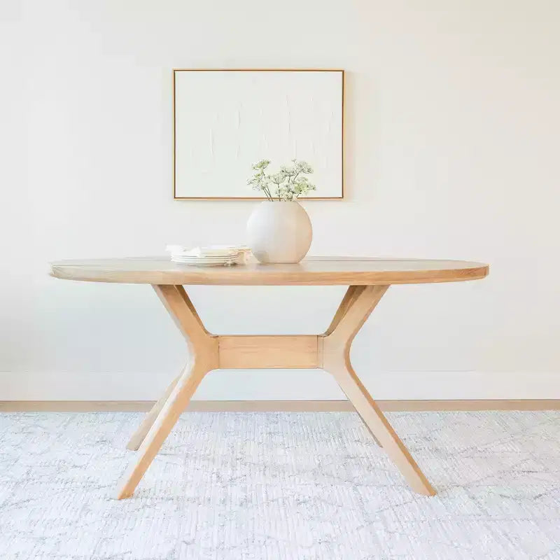 Tavolo da Pranzo Ovale da 62" per 4, Tavolo da Cucina in Legno Massello per Sala da Pranzo