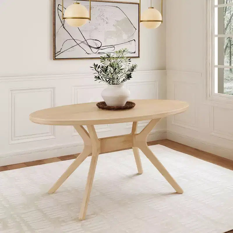 Tavolo da Pranzo Ovale da 62" per 4, Tavolo da Cucina in Legno Massello per Sala da Pranzo
