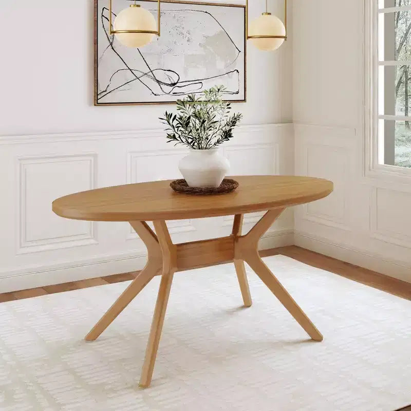 Tavolo da Pranzo Ovale da 62" per 4, Tavolo da Cucina in Legno Massello per Sala da Pranzo