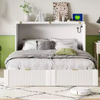 Letto a scomparsa full size con cassetto e prese e porte USB, design della struttura a carrucola