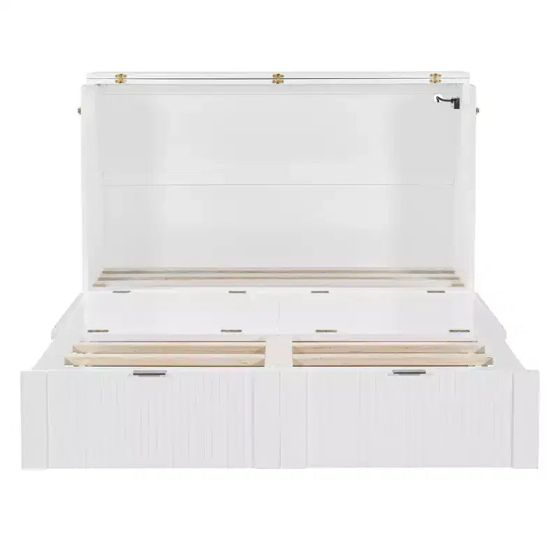 Letto a scomparsa full size con cassetto e prese e porte USB, design della struttura a carrucola