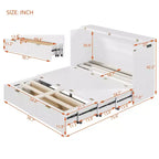 Letto a scomparsa full size con cassetto e prese e porte USB, design della struttura a carrucola