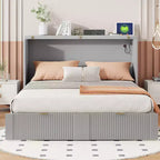 Letto a scomparsa full size con cassetto e prese e porte USB, design della struttura a carrucola