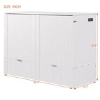 Letto a scomparsa full size con cassetto e prese e porte USB, design della struttura a carrucola