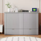Letto a scomparsa full size con cassetto e prese e porte USB, design della struttura a carrucola