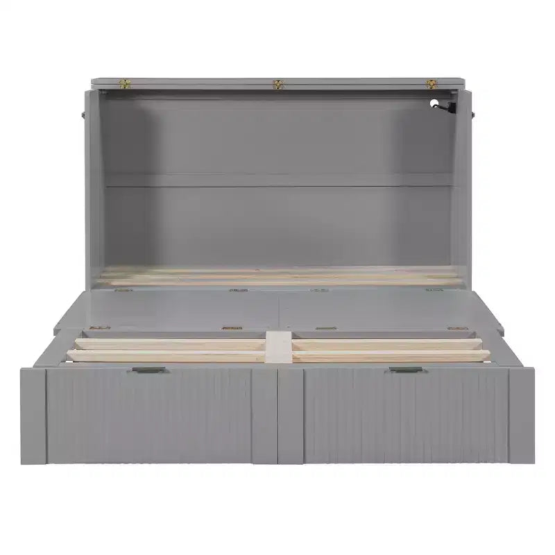 Letto a scomparsa full size con cassetto e prese e porte USB, design della struttura a carrucola
