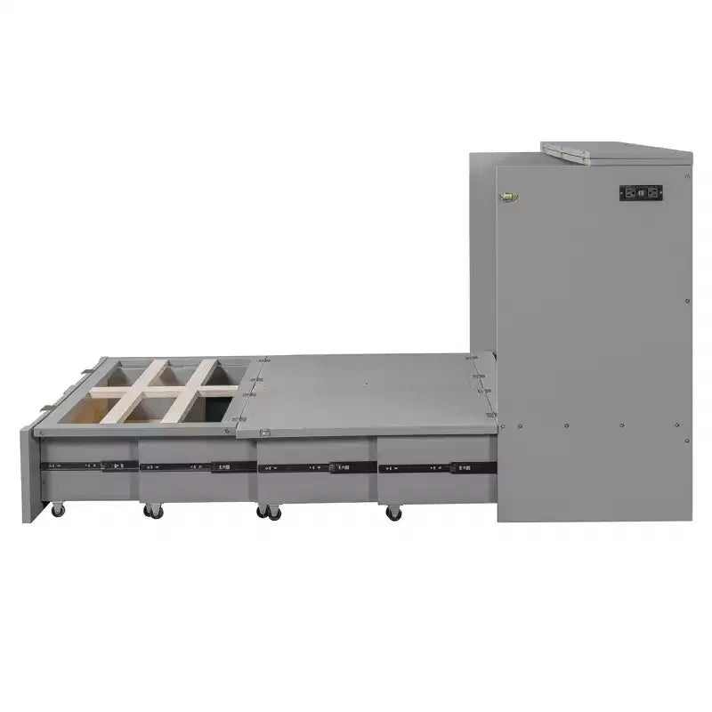 Letto a scomparsa full size con cassetto e prese e porte USB, design della struttura a carrucola