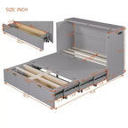 Letto a scomparsa full size con cassetto e prese e porte USB, design della struttura a carrucola