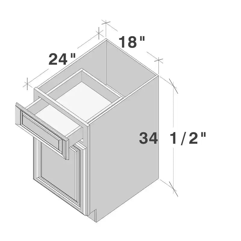 Base da Cucina 18" L x 34.5" A x 24" P con Cassetto Telaio in Compensato Chiusura Ammortizzata - Sovrapposizione Completa RTA