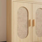 Vetrina in Rattan Marrone Chiaro con 3 ripiani, 1 cassetto e 2 ante, H 180 cm.