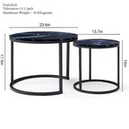 Set di 2 tavolini da caffè rotondi impilabili, tavolino laterale, tavolino da cocktail, tavolino da centro con robusta struttura in metallo