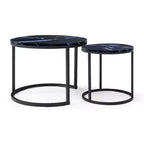 Set di 2 tavolini da caffè rotondi impilabili, tavolino laterale, tavolino da cocktail, tavolino da centro con robusta struttura in metallo