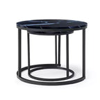 Set di 2 tavolini da caffè rotondi impilabili, tavolino laterale, tavolino da cocktail, tavolino da centro con robusta struttura in metallo