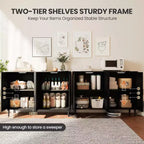 Mobile Contenitore in Rattan con Ricarica e Mobile Bar Caffè - Credenza Boho a 4 Ante (Ripiani Regolabili) Mobile Multifunzionale Boho per Ingresso/Sala da Pranzo