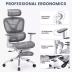 Sedia da Ufficio Ergonomica in Rete con Braccioli 3D Regolabili, Sedia da Scrivania per Computer con Schienale Alto, Poggiapiedi Retrattile e Ruote, Sedia Girevole Comoda
