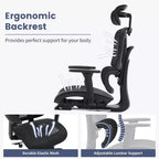 Sedia da Ufficio Ergonomica in Rete con Braccioli 3D Regolabili, Sedia da Scrivania per Computer con Schienale Alto, Poggiapiedi Retrattile e Ruote, Sedia Girevole Comoda