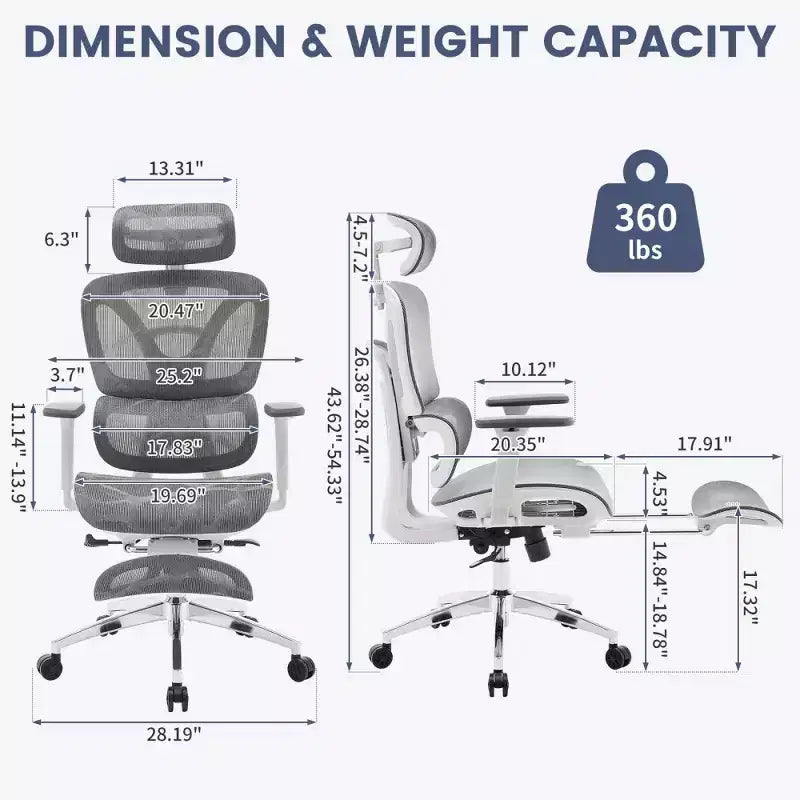 Sedia da Ufficio Ergonomica in Rete con Braccioli 3D Regolabili, Sedia da Scrivania per Computer con Schienale Alto, Poggiapiedi Retrattile e Ruote, Sedia Girevole Comoda