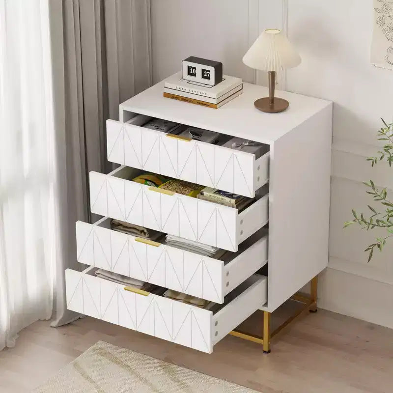 Cassettiera in tessuto a 4 cassetti per camera da letto, Comodino piccolo con piano in legno, Comodino moderno