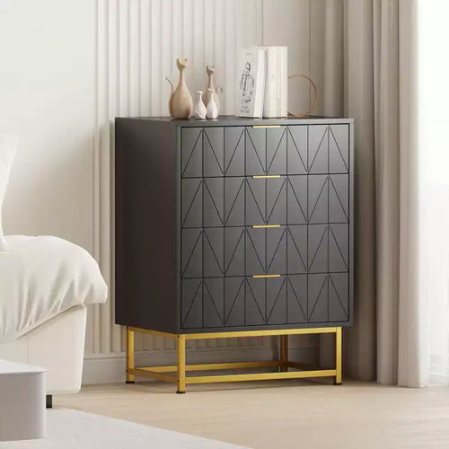 Cassettiera in tessuto a 4 cassetti per camera da letto, Comodino piccolo con piano in legno, Comodino moderno