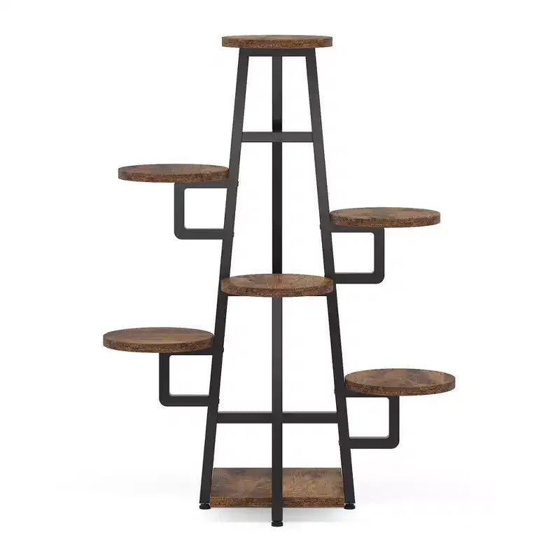 Porta piante da 43,3 pollici con 6 ampi pannelli rotondi, design a più livelli favorevole alla luce solare