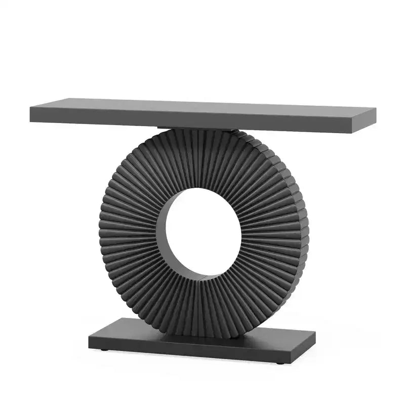 Elegante Consolle Contenitore Salvaspazio, Tavolo da Esposizione con Piano a Texture Astratta per Collezionismo