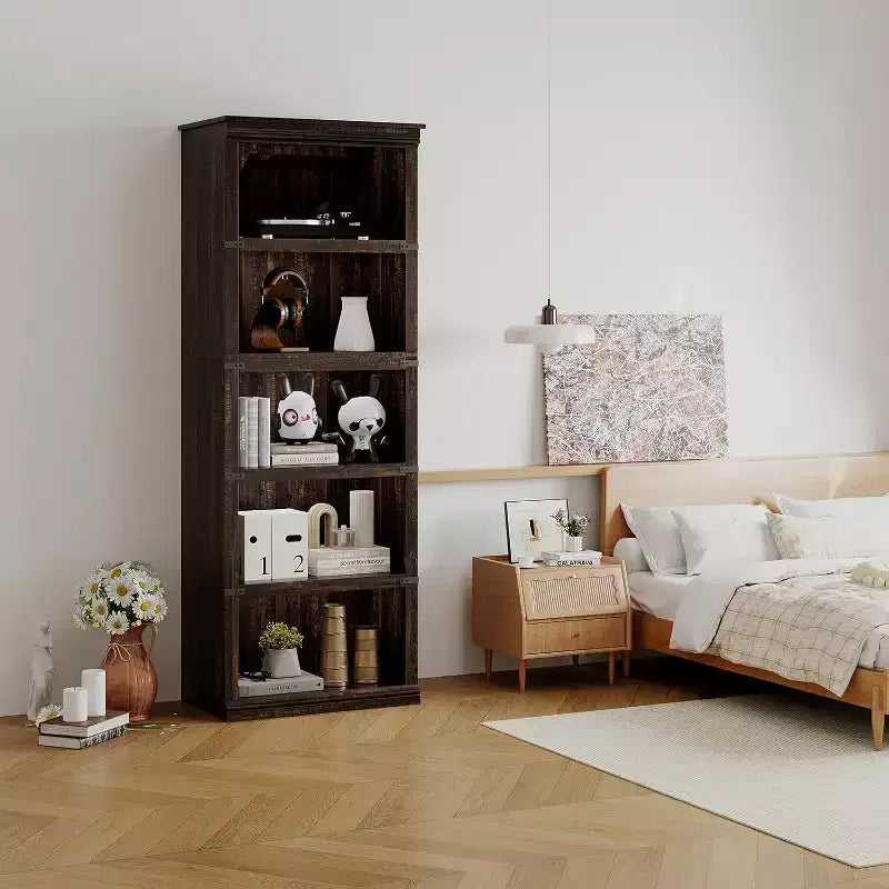 Libreria a 3 Ripiani, Scaffale in Legno Autoportante, Organizzatore Espositivo, per Libri e Oggetti Decorativi