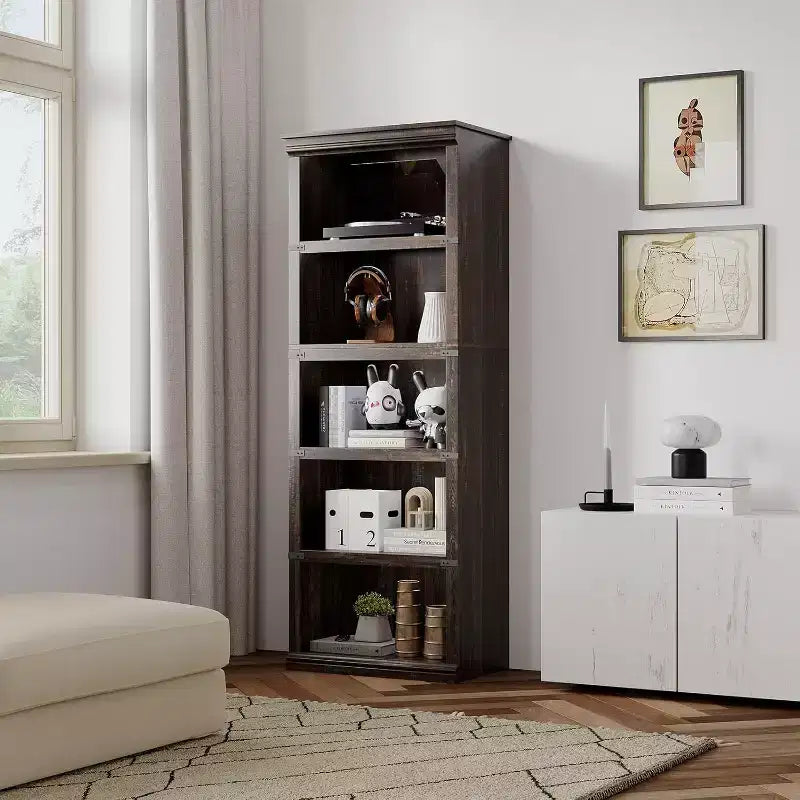 Libreria a 3 Ripiani, Scaffale in Legno Autoportante, Organizzatore Espositivo, per Libri e Oggetti Decorativi
