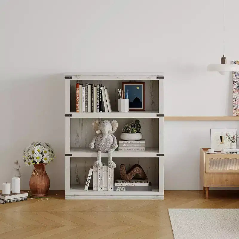 Libreria a 3 Ripiani, Scaffale in Legno Autoportante, Organizzatore Espositivo, per Libri e Oggetti Decorativi