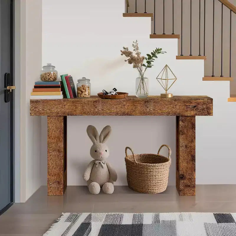 Console da Ingresso 63, Tavolino da Divano Lungo, Tavolo in Legno per Ingresso