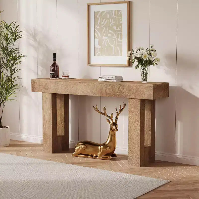 Console da Ingresso 63, Tavolino da Divano Lungo, Tavolo in Legno per Ingresso