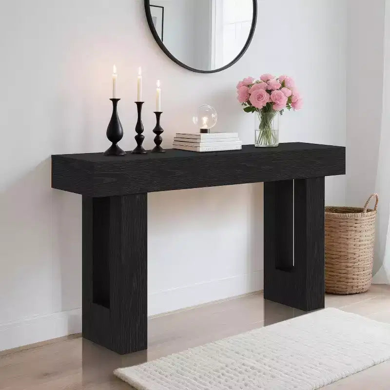 Console da Ingresso 63, Tavolino da Divano Lungo, Tavolo in Legno per Ingresso