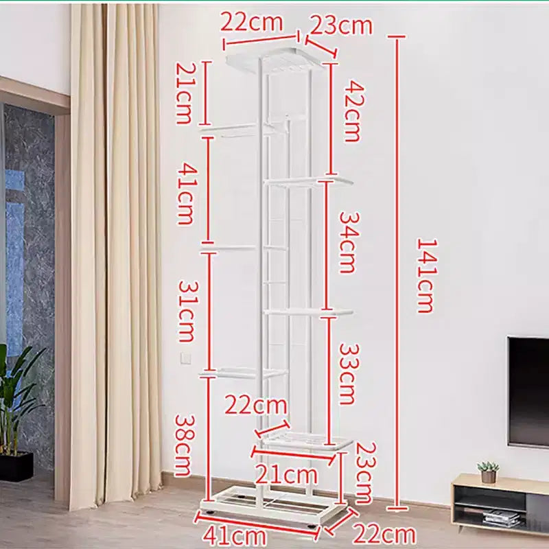 Portapiante da Interno, Scaffale Portafiori Verticale a 8 Ripiani in Metallo per Piante Multiple, 141CM Grande Scaffalatura Angolare