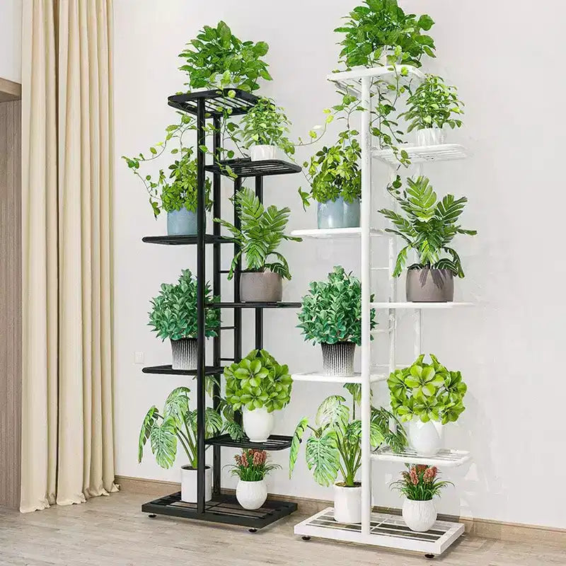 Portapiante da Interno, Scaffale Portafiori Verticale a 8 Ripiani in Metallo per Piante Multiple, 141CM Grande Scaffalatura Angolare