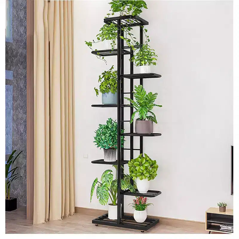 Portapiante da Interno, Scaffale Portafiori Verticale a 8 Ripiani in Metallo per Piante Multiple, 141CM Grande Scaffalatura Angolare