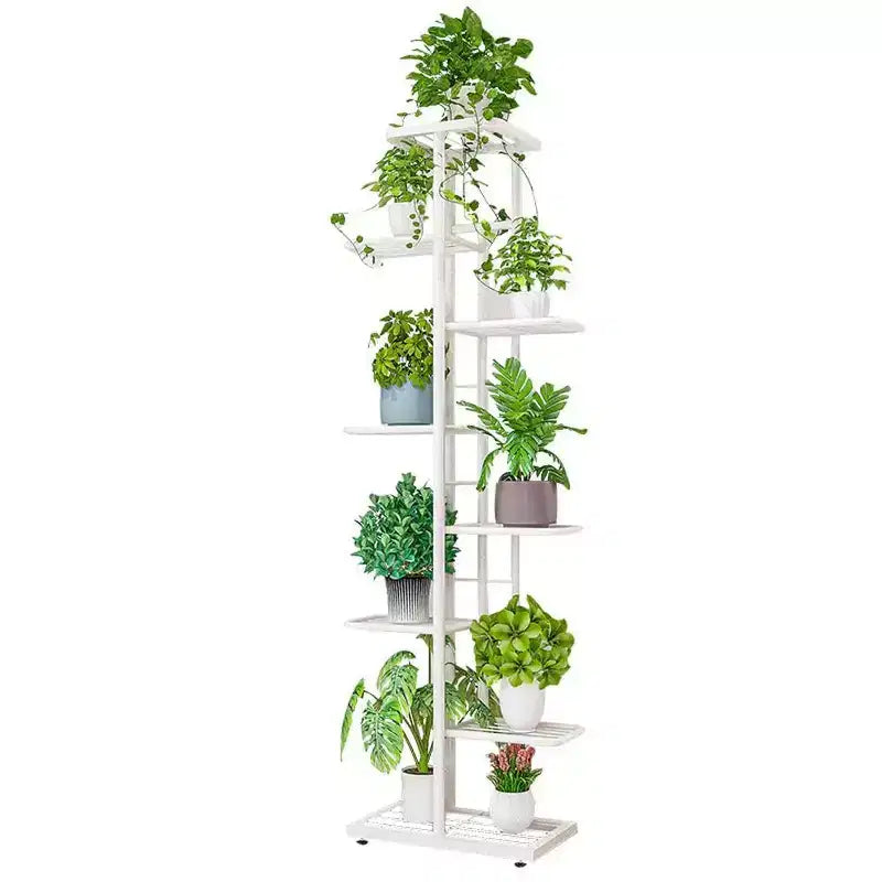 Portapiante da Interno, Scaffale Portafiori Verticale a 8 Ripiani in Metallo per Piante Multiple, 141CM Grande Scaffalatura Angolare