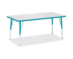 Tavolo Rettangolare Blu Bordo Colorato Altezza Adulti 30 x 60 pollici