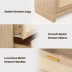 Cassettiera in rattan a 8 cassetti, comò moderno Boho con frontali intrecciati e organizer per camera da letto, corridoio, soggiorno - Naturale