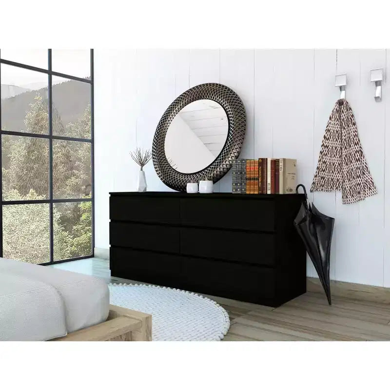 Comodino moderno ed elegante con 6 doppi cassetti, ampio armadietto contenitore per soggiorno, corridoio, ingresso