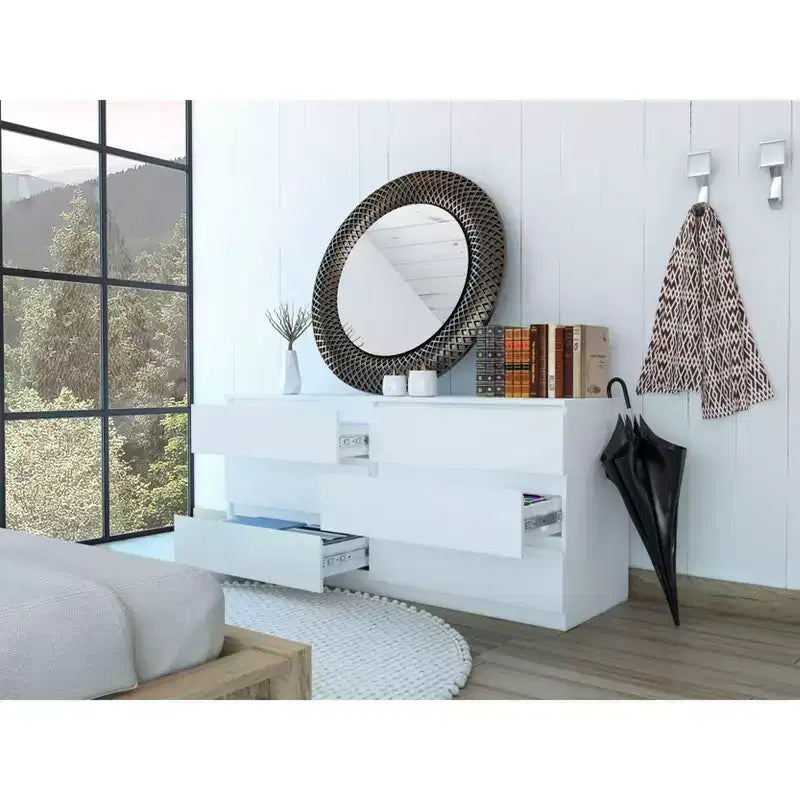 Comodino moderno ed elegante con 6 doppi cassetti, ampio armadietto contenitore per soggiorno, corridoio, ingresso