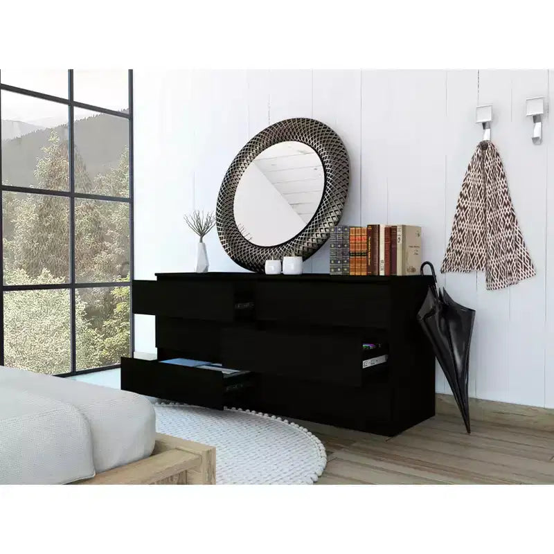 Comodino moderno ed elegante con 6 doppi cassetti, ampio armadietto contenitore per soggiorno, corridoio, ingresso