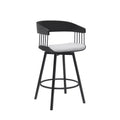HomeRoots 27 Light Gray and Black Fabric with Metal Swivel Counter Height Bar Chair