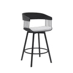 HomeRoots 27 Light Gray and Black Fabric with Metal Swivel Counter Height Bar Chair