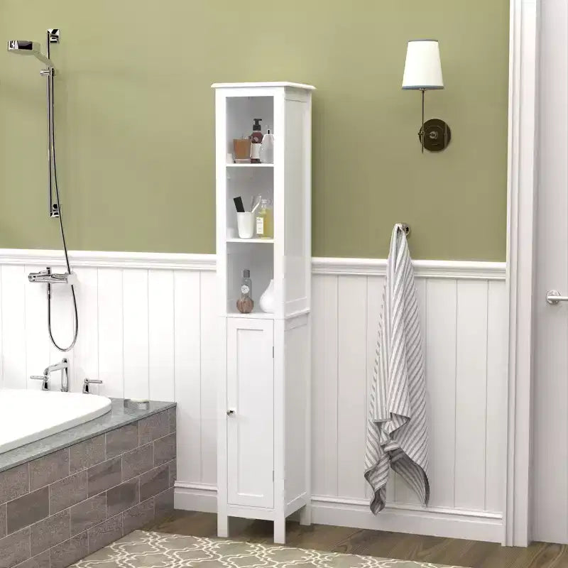 Mobiletto da Bagno con Ripiani Regolabili e Ante Reversibili