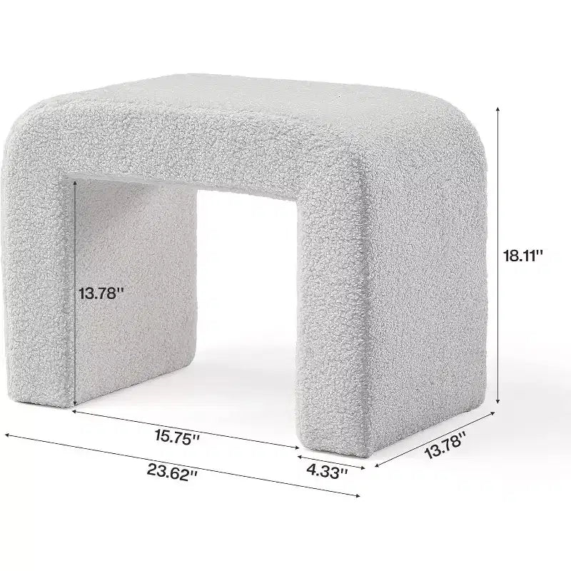 Sgabello Moderno da Toeletta, Pouf Imbottito, Poggiapiedi ad Arco per Divano da Soggiorno, Sgabello per Scarpe per Ingresso, Completamente Assemblato