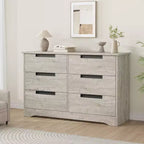 Modern 6-Drawer Dresser - Double Wide w/ Embedded Handles for Bedroom & Nursery